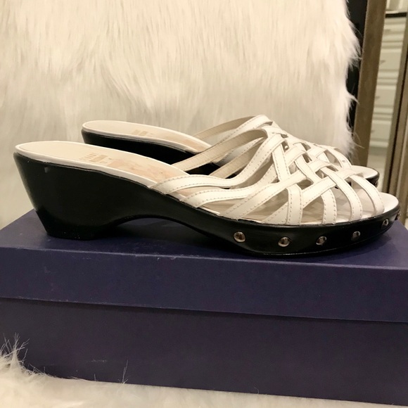 Stuart Weitzman white calf open back sandals - Picture 2 of 5